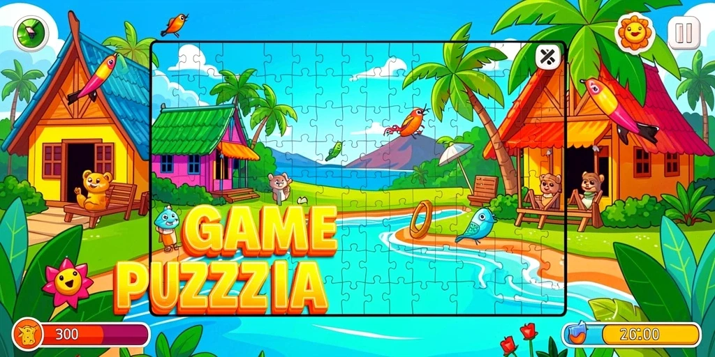 Layar utama game 5ZK dengan karakter karakter menarik.